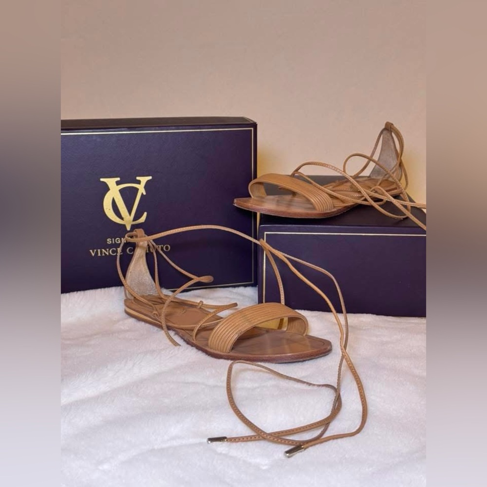 Vince Camuto Signature Leather Lace-Up Sandals Size 8.5 Comes with Original Box